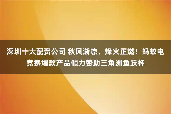 深圳十大配资公司 秋风渐凉，烽火正燃！蚂蚁电竞携爆款产品倾力赞助三角洲鱼跃杯